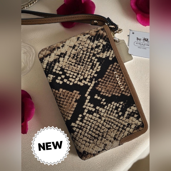 New python snake COACH small wristlet bag - Picture 1 of 4